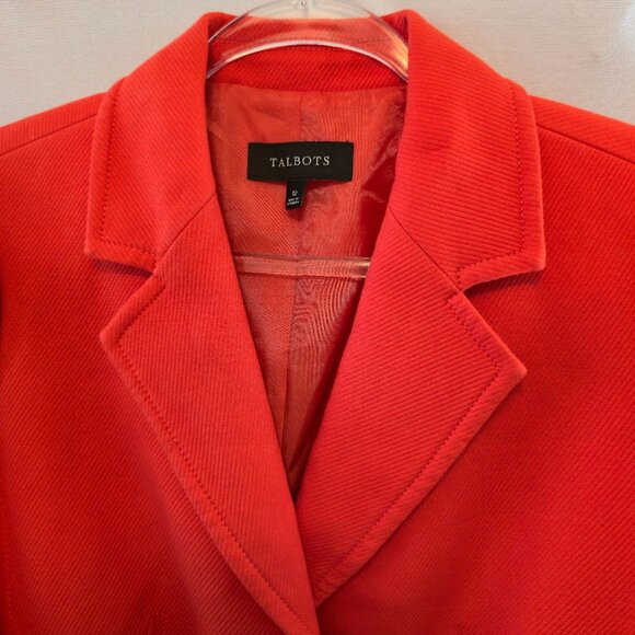 TALBOTS BLAZER JACKET WOMENS SIZE 12 RED ORANGE 100% COTTON NWOT SINGLE BREAST - Picture 3 of 11